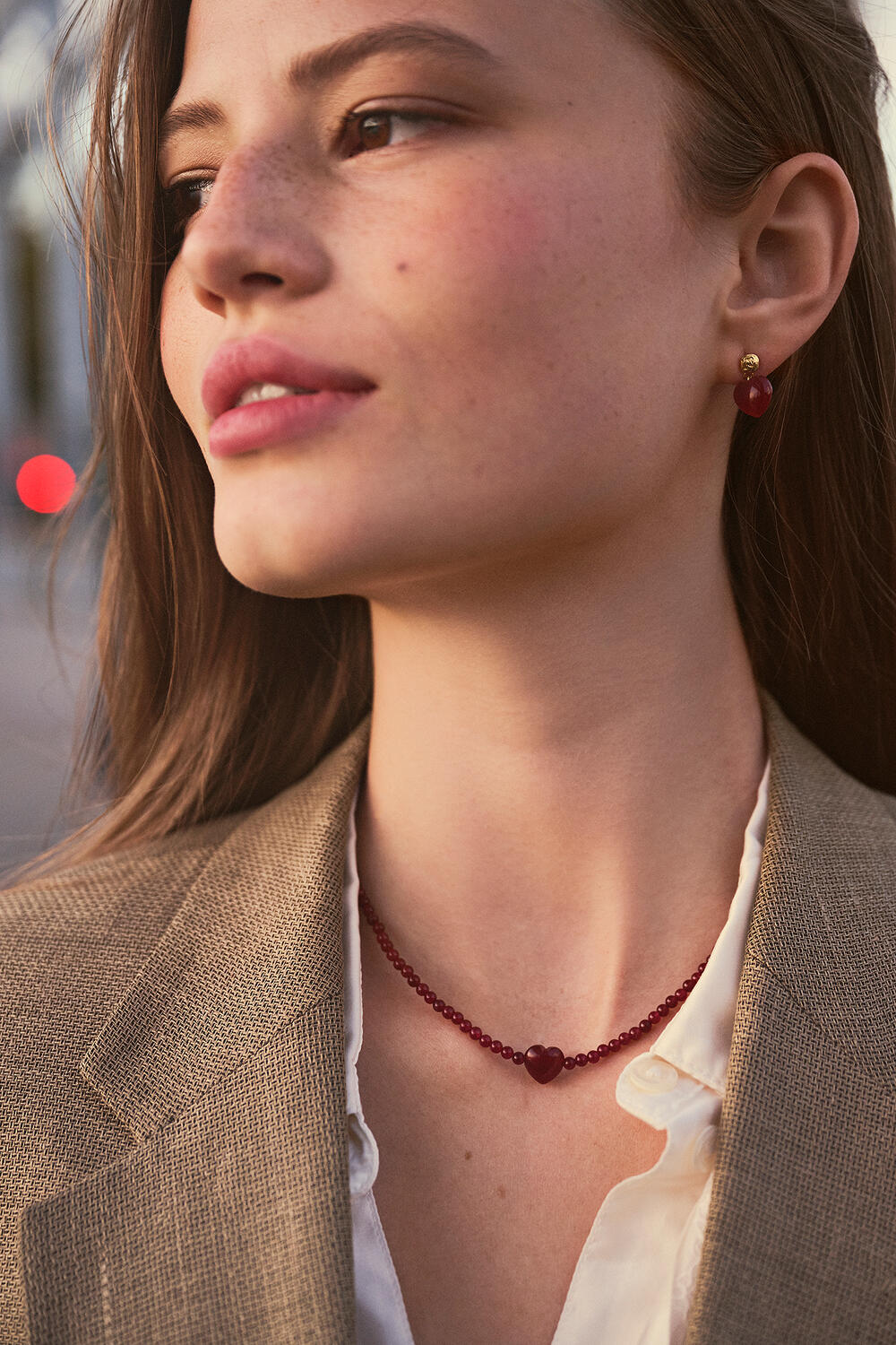 Rubina Heart øreringe - Maroon